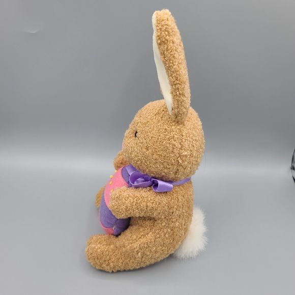 American Greetings Plush Tan Cream Bunny Rabbit Purple Pink Egg 8 Inch - Picture 9 of 15